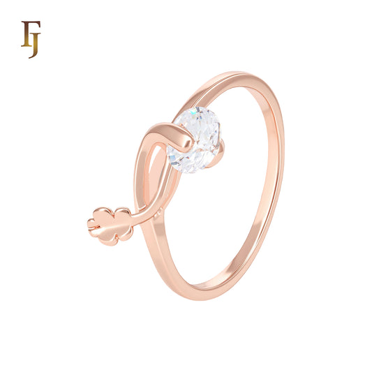 Clawed solitaire white CZ Rose Gold Fashion Rings
