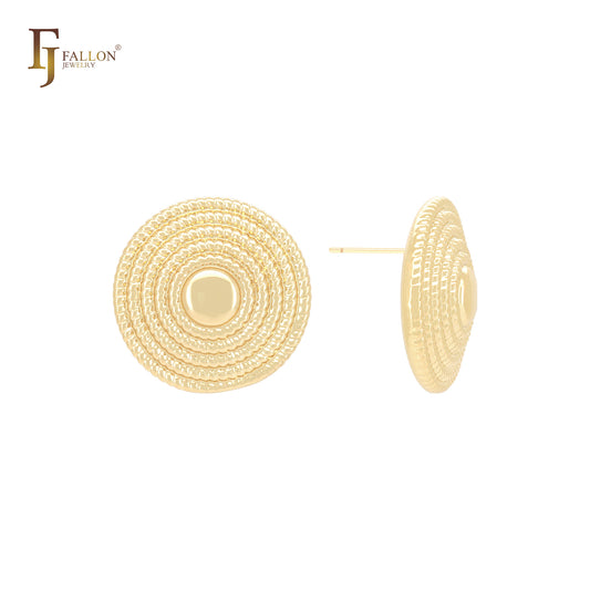 麦わら帽子型の14Kゴールド、ローズゴールド、ホワイトゴールドのスタッドピアス