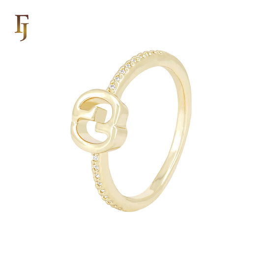 GC shaped white CZs 14K Gold Fashion Rings