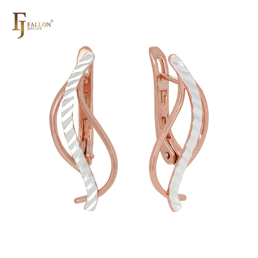 Twisted bonds Rose Gold two tone Russian Lock Earrings