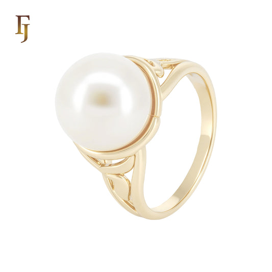 Great Elegant Solitaire Pearl 14K Gold Fashion Rings