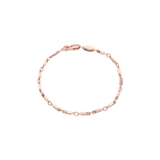 Correntes de elos de milho de cevada de cabeça quadrada banhadas em ouro 14K, ouro rosa