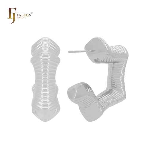 Серьги-гвоздики в форме переплетенных звезд из 14-каратного золота, розового золота и белого золота