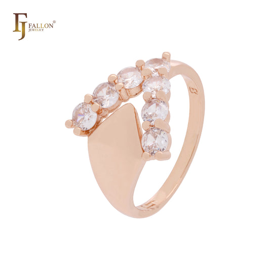 Chevron V-förmige weiße Cluster CZs Schloss geometrische Rose Gold Mode Ringe