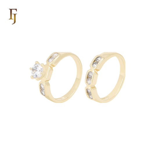 White Czs cluster 14K Gold Wedding Set