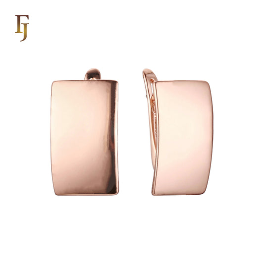 Curved Flank F82100385 Glossy Rose Gold Russian Lock Earrings