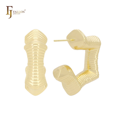 Серьги-гвоздики в форме переплетенных звезд из 14-каратного золота, розового золота и белого золота