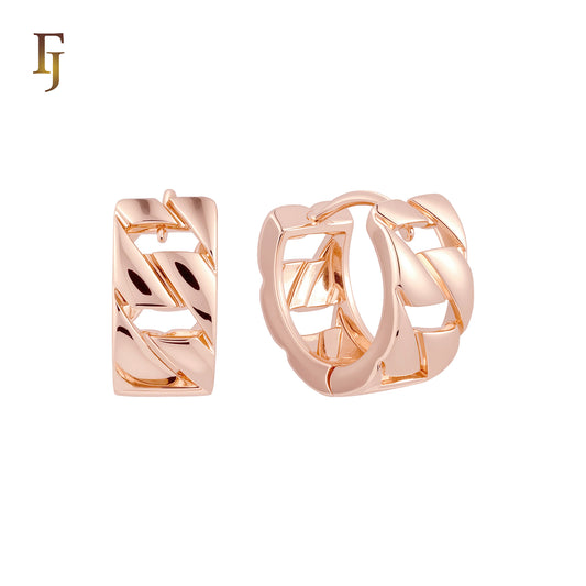Geometric Rose Gold double row Huggie Earrings