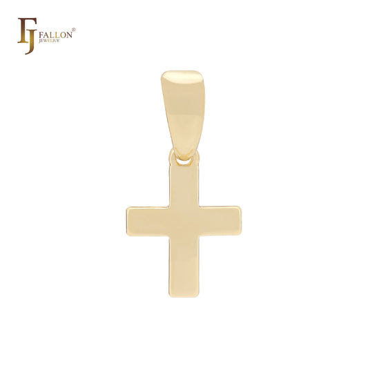 Colgante de cruz de oro de 14 quilates brillante puro de estilo latino minimalista