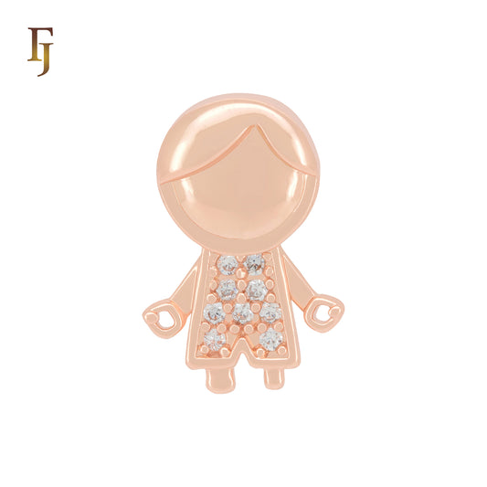 Cluster white CZs Rose Gold Pendant the Boy 8.5mm * 13mm by FJ Jewelry