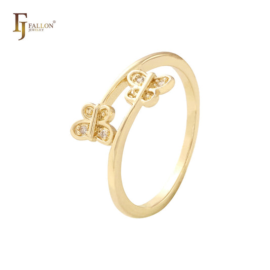 Tres hileras pavimentadas con cz blanca Alianza de boda Alianza de oro de 14 quilates, oro rosa, anillos de oro de 18 quilates