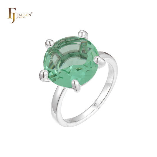 Кольца-пасьянсы из Красное золото 585 пробы с большими круглыми камнями