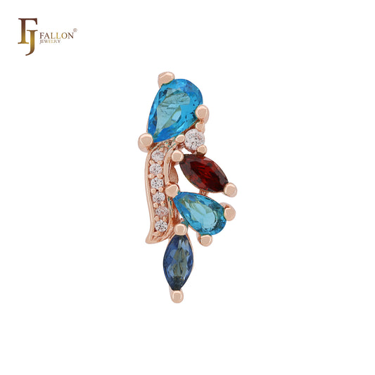 Подвеска из разноцветного смешанного фианита, 14-каратное золото, розовое золото