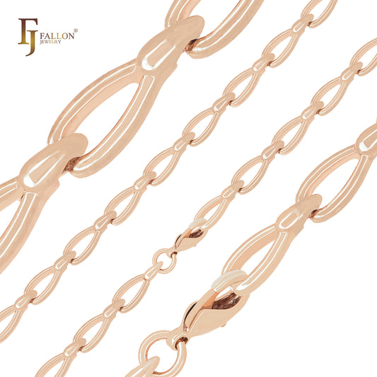 Correntes de ouro rosa com pingentes em formato de lágrima