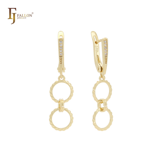 Geometric interlocking circles 14K Gold Russian Lock Earrings