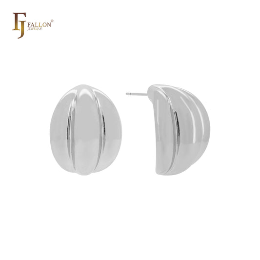 Серьги-гвоздики в форме тройных бананов из 14-каратного золота, розового золота и белого золота