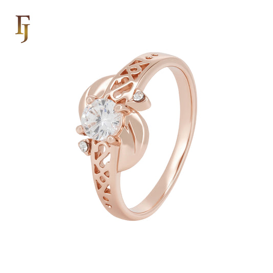 Solitaire WhiteCZ Rose Gold Fashion Rings