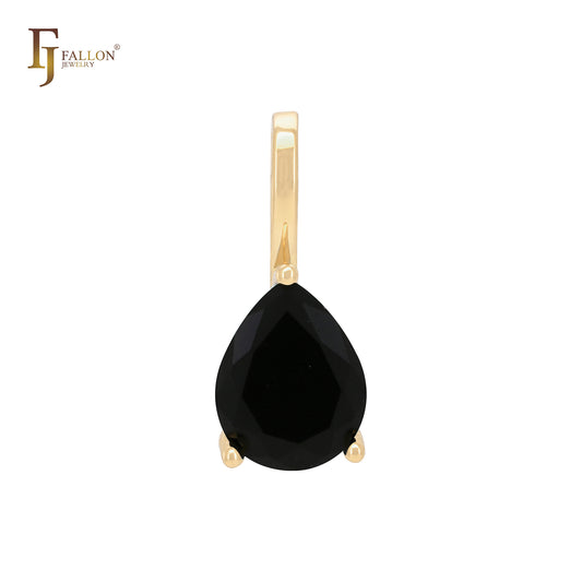 Solitär-Anhänger aus Roségold mit apfelgrünem Tropfen und Zirkonia