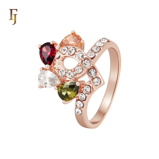 Colorful CZs Rose Gold Fashion Rings