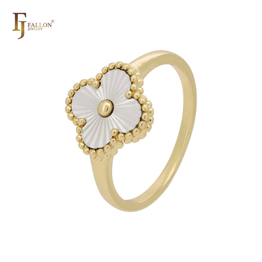 Kleeblatt doppellagige Minimalismus Roségold zweifarbige Ringe