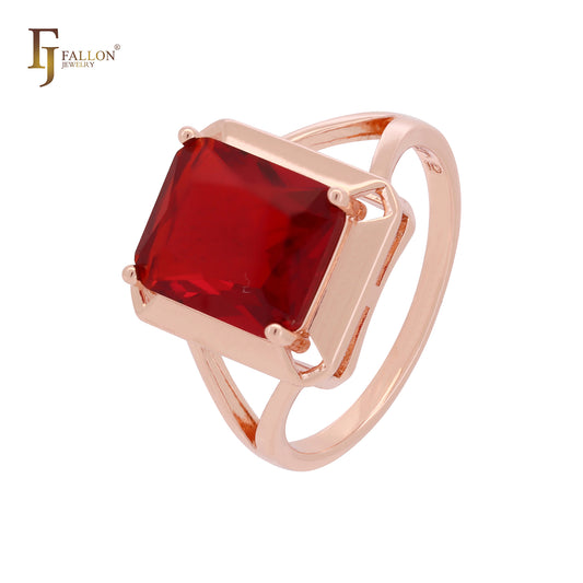 Кольца для помолвки из красного золота 585 пробы с большим квадратным фианитом