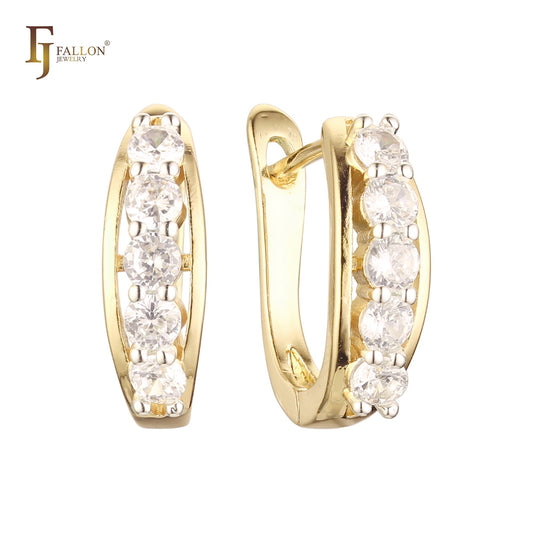 Fünf runde, bunte Zirkonia-Ohrringe aus Roségold, zweifarbig