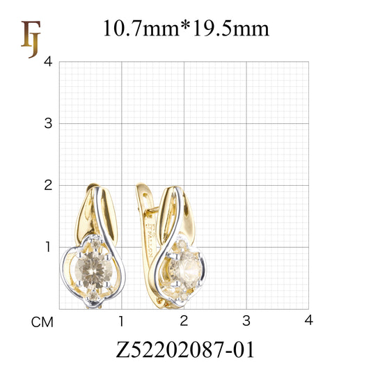 Серьги из Жёлтое золото 585 пробы, Красное золото 585 пробы, двухцветного покрытия