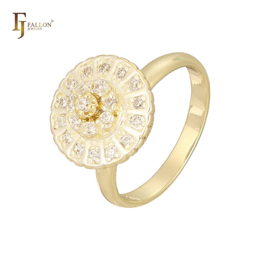 Кольца большого цветочного кластера покрыты 14-каратным золотом, 18-каратным золотом, двухцветным