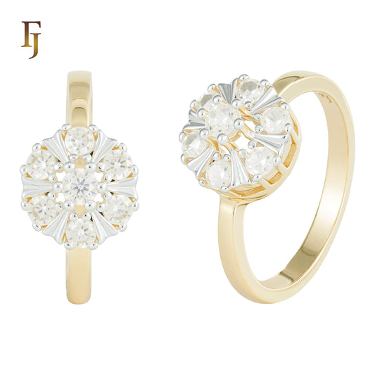 Anéis de cachos de flores em ouro 14K, ouro rosa, duas cores de revestimento