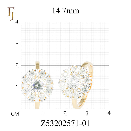 Gold Plated Sunburst Cluster Earrings with Round and Baguette CZ Stones – FJ Jewelry
