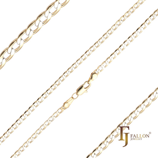 Classic Curb link chains plated in 14K Gold two tone