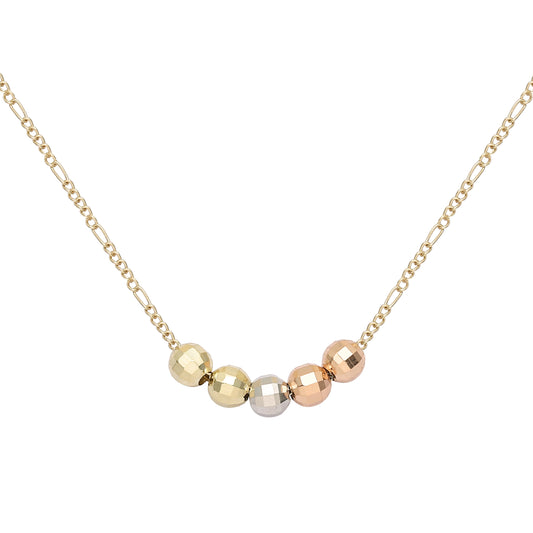 Colar de dois tons de ouro 14K com cinco contas