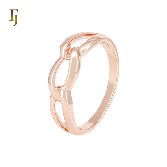 Geometric Glossy triple linked Rose Gold 6.7mm Fashion Rings