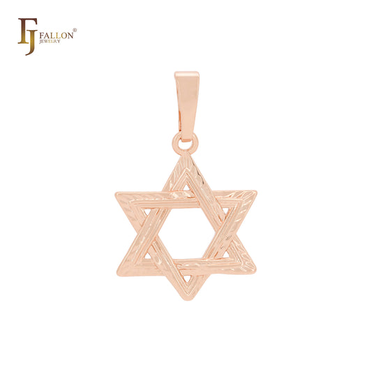 Colgante de oro de 14 quilates con estrella de David y hexagrama