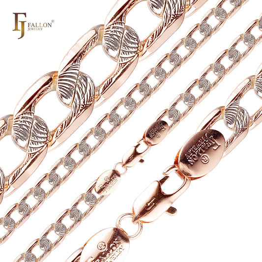 Ripple hammered Curb chains plated in 14K Gold two tone