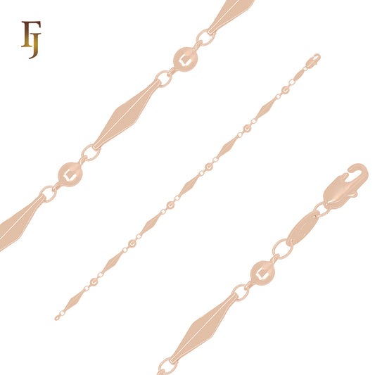 Long Rhombus Leaves Fancy Link Rose Gold Bracelets