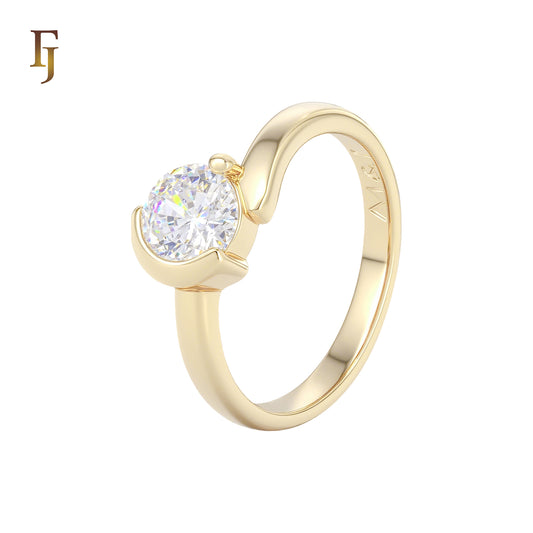 Solitaire White CZs 14K Gold Engagement Rings