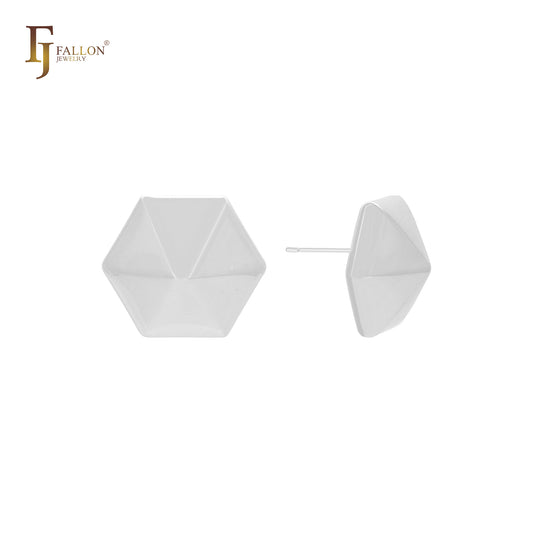 Шестигранные геометрические серьги-гвоздики из золота 14 карат, розового золота, белого золота в форме сверла