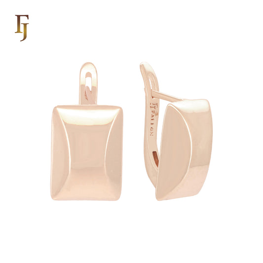 Rectangular Beads Geometric Rose Gold Russian Lock Earrings