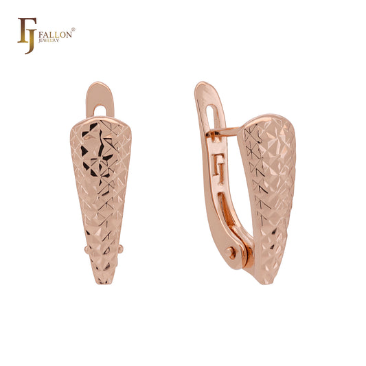 Butterfly textured Rose Gold Russian Lock Earrings