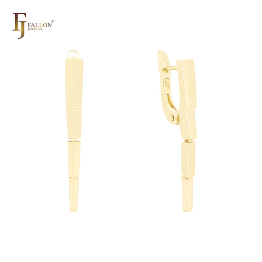 Oval cones layered drop Rose Gold Russian Lock earrings