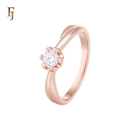 Elegant Solitaire white CZ Rose Gold Engagement Rings