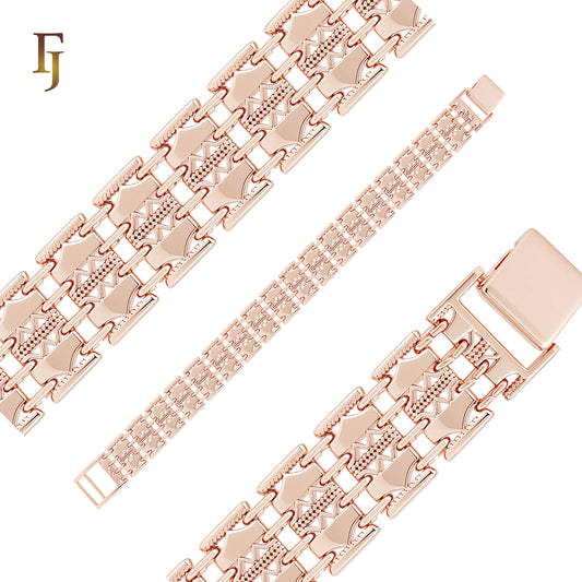 Double fancy bucket link 14K Gold, Rose Gold Bracelets Chains