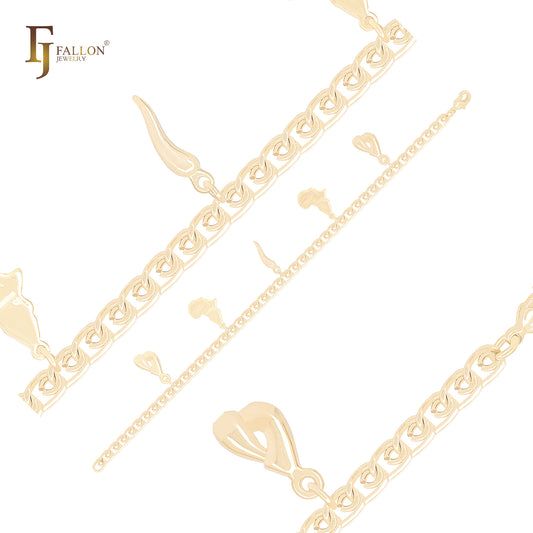 Irregular shaped nugget fancy link 14K Gold Bracelets