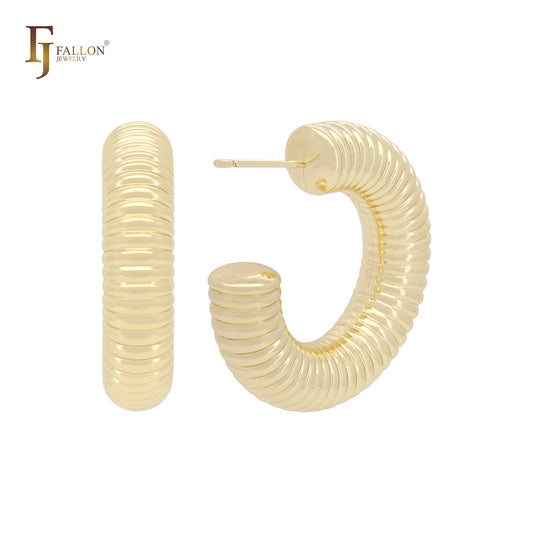 Серьги-гвоздики в форме буквы C из перекрывающихся колец из 14-каратного золота, розового золота и белого золота