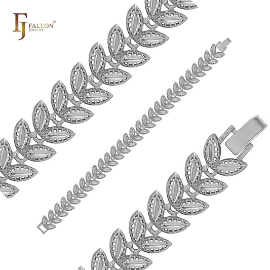 Folhas de pulseiras de camada dupla em ouro 14K