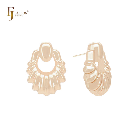 Pendientes de botón con diseño de candado Chucky en oro de 14 quilates, oro rosa y oro blanco.