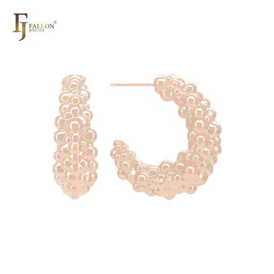 千颗葡萄珠串连亮面14K金、玫瑰金、白金耳钉