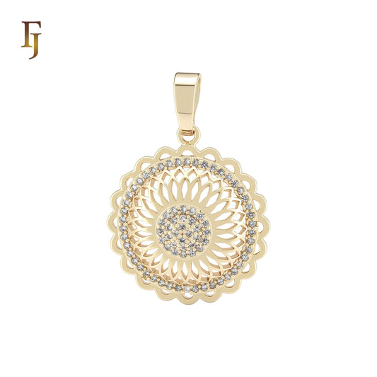 Sunflower filigree snowflake 14K Gold Pendant