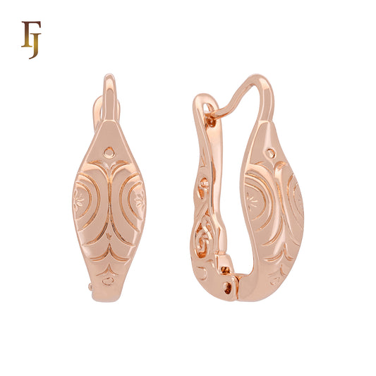 Decorative Russian Lock Earring Hooks – Rose Gold Plated Earring Clasps 8.2×25.3mm | Earring Findings by FJ Jewelry